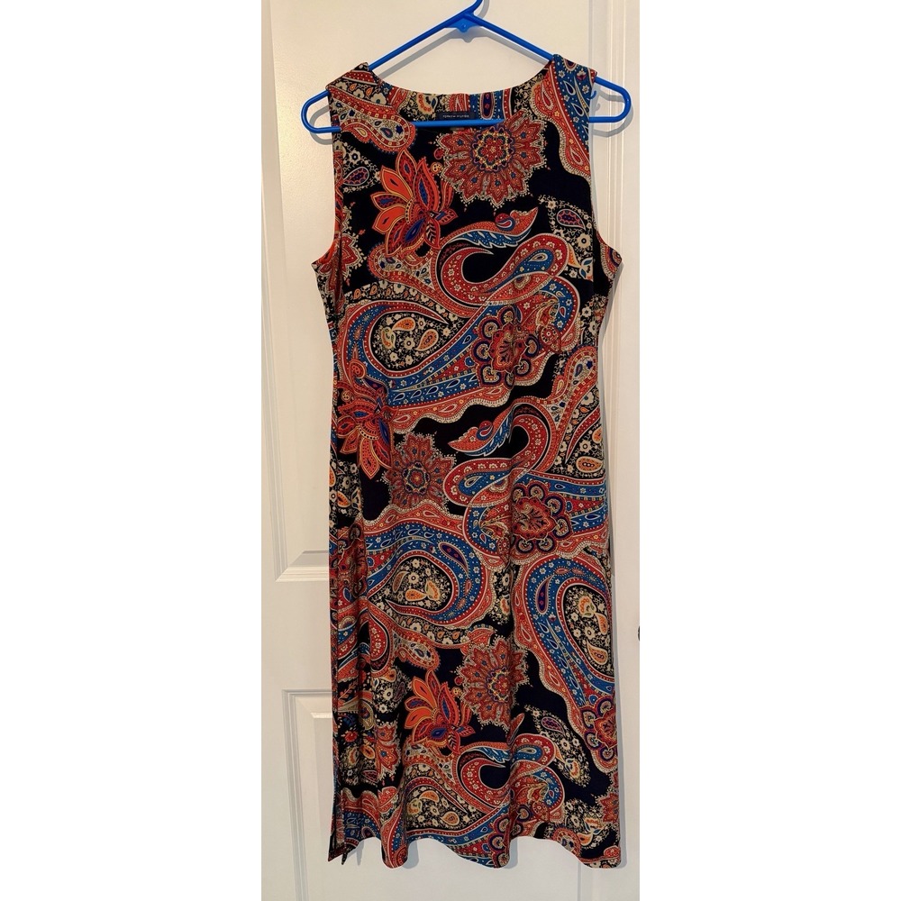 Tommy Hilfiger Orange Multicolor Sleeveless Knit‎ Travel Dress Size 10